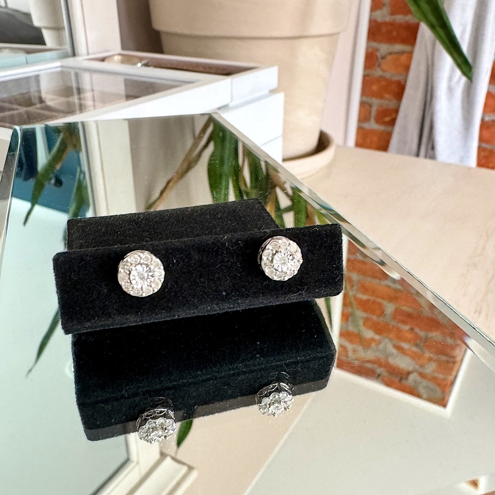 Halo Sterling Silver Earrings